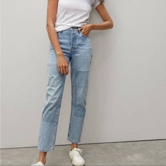 Everlane Denim - Everlane NWT 24 Crop Curvy 90s Cheeky Straight Jean Patched Blue